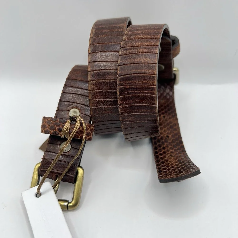 Twelfth Street By Cynthia Vincent Leather Double Buckle Belt Small Brown Boho